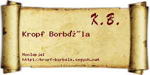 Kropf Borbála névjegykártya